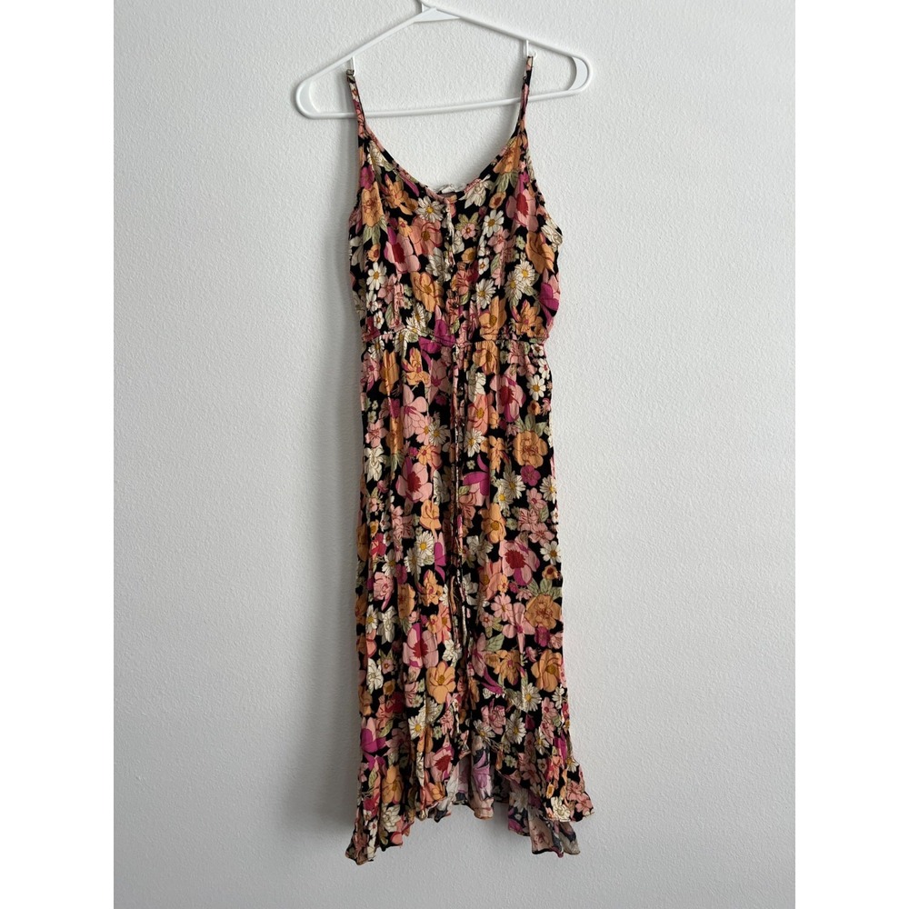 Rewind Maxi Dress Girls Large Multicolor Floral V Neck Spaghetti Strap Modern
